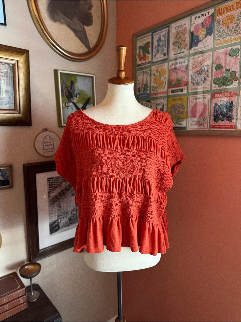 Free People Smocked Peplum Top